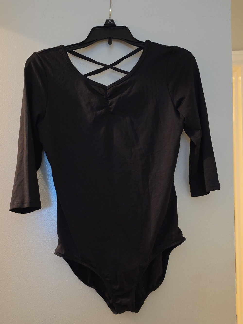 Danskin Black Crisscross V-Neck Long Sleeve Bodysuit
